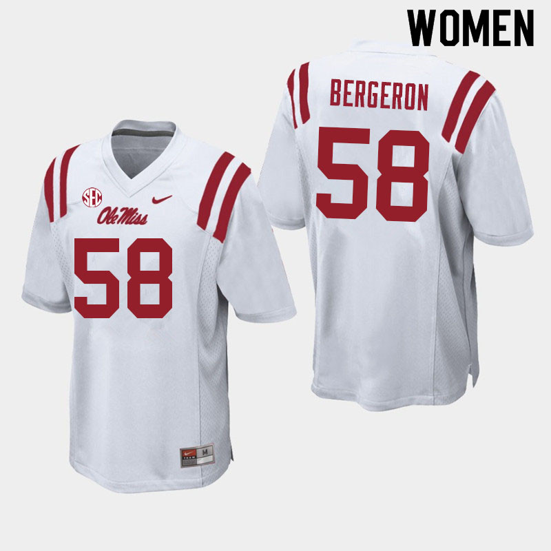 John Bergeron Ole Miss Rebels NCAA Women's White #58 Stitched Limited College Football Jersey ICE6258QM
